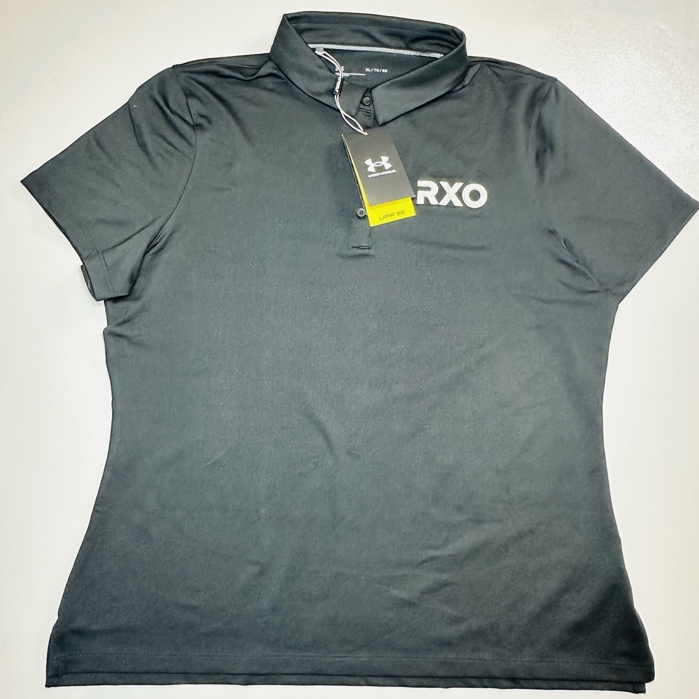 Under‎ Armour RXO Womens Polo Shirt XL Black Short Sleeve UPF 50 NWT Performance